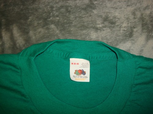 2 VTG FRUIT OF THE LOOM GREEN POCKET GOLDEN BLEND T SHIRTS MEDIUM BLANK 80s 90s - Picture 5 of 11