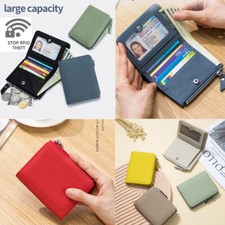 RFID Blocking Bifold Wallet Zipper Leather Coin Purse Credit Card Holder Wallets