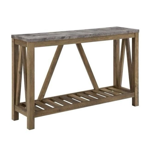 Console Table With Shelf Dark Concrete/Rustic Oak Effect New Modern Unit Stand - Picture 12 of 13