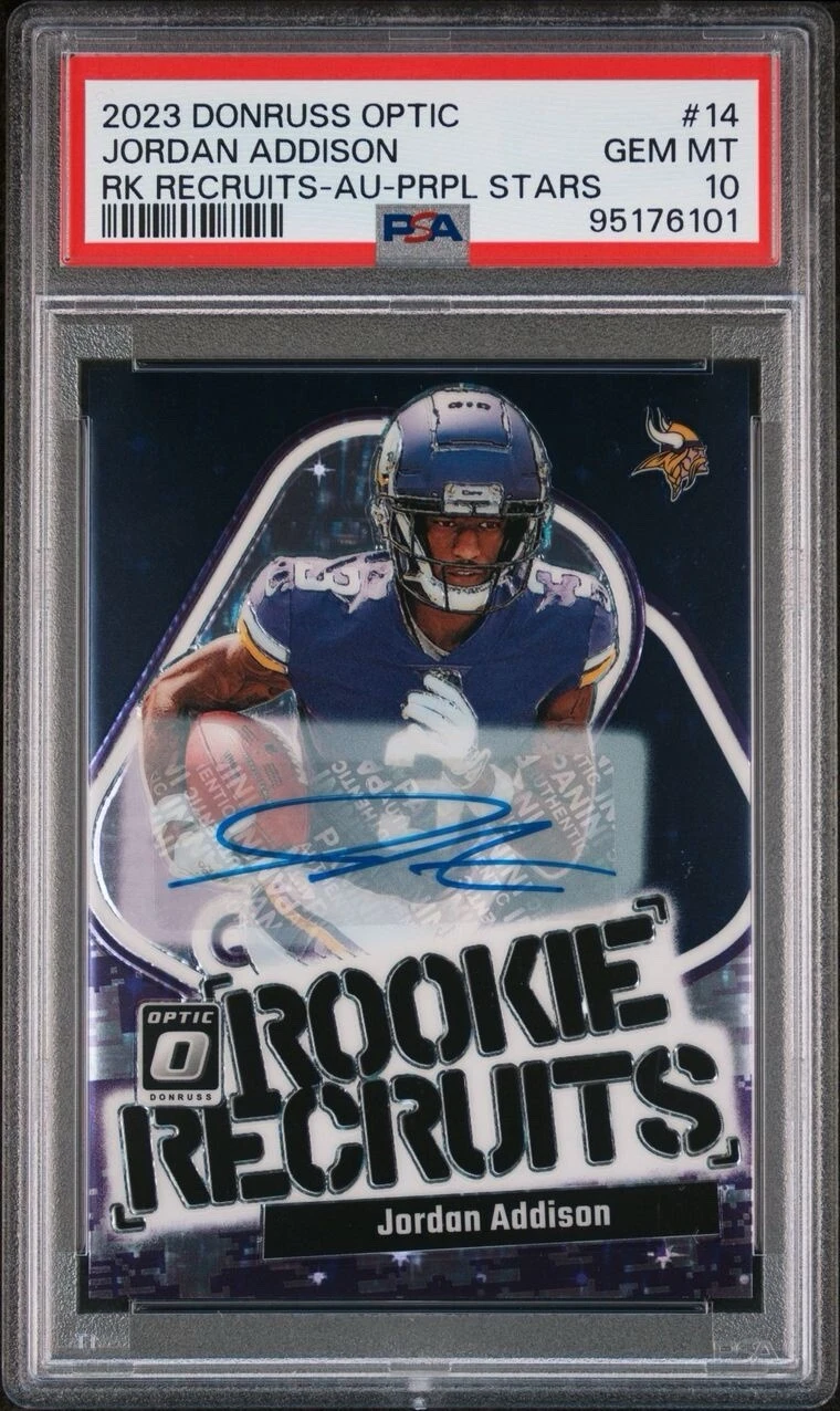 Jordan Addison Panini Donruss Optic Rookie Recruits #14 Autograph