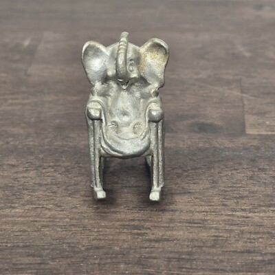 Spoontiques Elephant in Rocking Chair Pewter Figurine HP722 Stamped