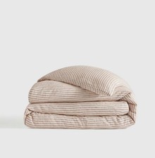 New 174 Quince European 100 Linen Duvet Latte White Stripe King Cal King