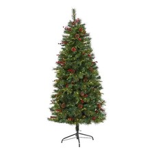 Nearly Natural 6ft Mixed Pine Christmas Tree w/ 250 Clear LED Lights