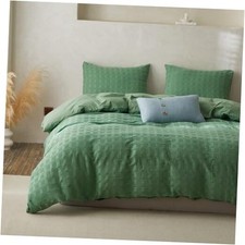 100 Cotton Duvet Cover Set Waffle Weave 3PCS 1 California King Forest Green
