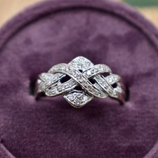 Round Cut Moissanite 14k White Gold Women's Engagement Wedding Ring Band