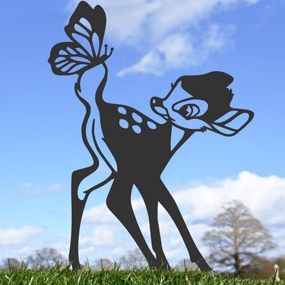Neue schwarze Stahl Cartoon Hirsch Silhouette