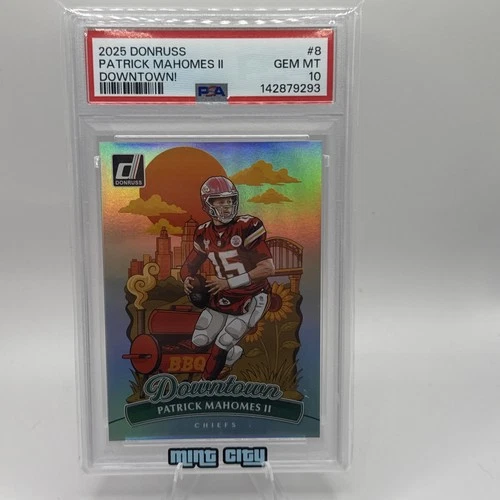 PATRICK MAHOMES II 2025 DONRUSS DOWNTOWN CASE HIT SSP CHIEFS PSA 10