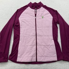 FootJoy Womens Golf Jacket Pink Plum Quilted Front Full Zip Mock Neck Medium