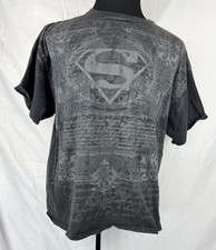 Superman Man Of Steel Gray Filigree Crest Script Graphic S/S T-Shirt XL
