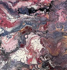 Pittura fluida acrilica 16x20 originale versare arte su tela, celle, arte colorata