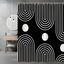 Black and White Shower Curtain with Modern Line Design