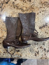 ANTIQUE EARLY 1900's WOMEN'S HIGH VICTORIAN LACE UP BOOTS LEATHER