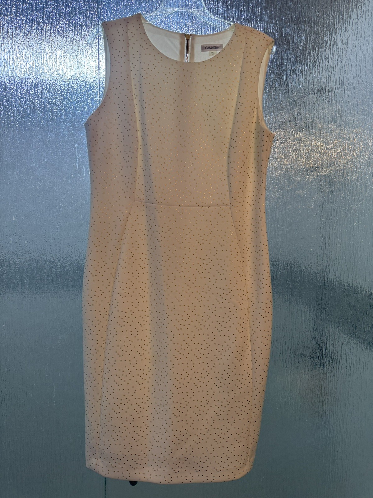 Calvin Klein Sheath Dress White Ivory Gold Size 14 NWOT thumbnail 7