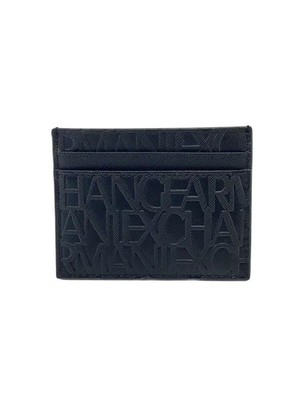 ARMANI EXCHANGE Card Case -- Black All-over Pattern Men's