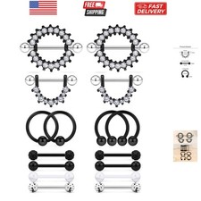 16G 14G Nipple Piercing Jewelry Tongue Rings Hypoallergenic Surgical Steel Sc...