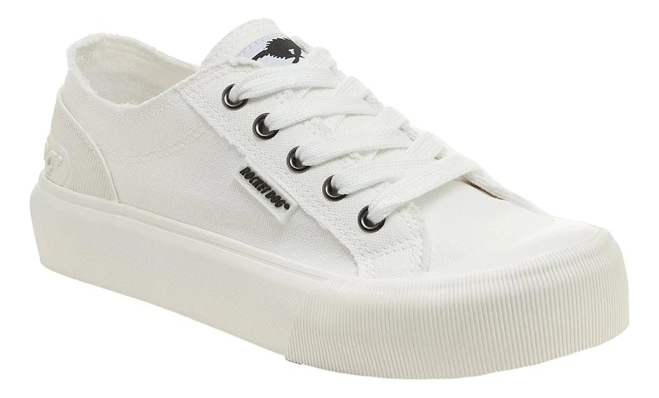 Rocket Dog Jazzin Plus Womens All White Casual Canvas Pumps Shoes Trainers