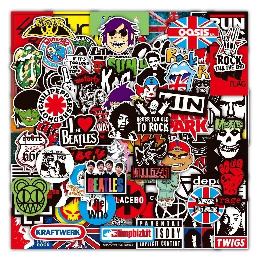 100PCS Rock Band Stickers Lot Punk Music Heavy Metal Bands Sticker Decal-