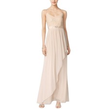 Adrianna Papell Women's Formal Dress Size 6 Cream Beaded Lace and Chiffon Gown