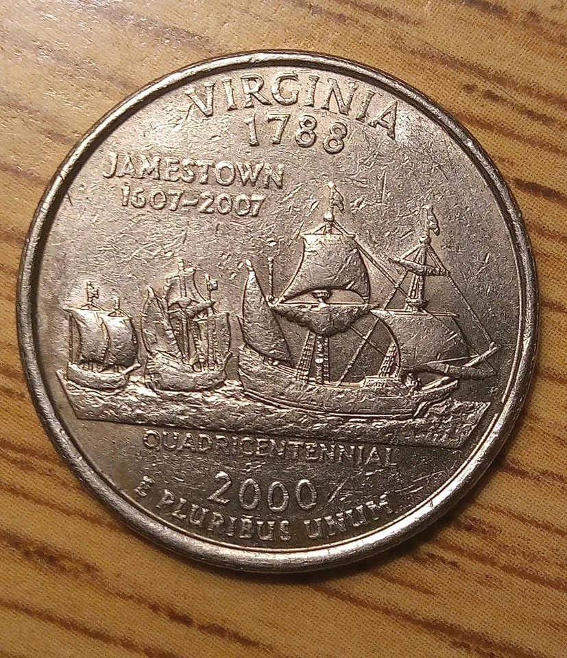 Rare 2000-P Virginia 1788 State QTR Error COIN  With D.D.O. ERROR - Image 2 of 4