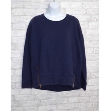 Athleta Navy Blue Long Sleeves Pullover Crew Neck Sweatshirt Zippers Size Medium