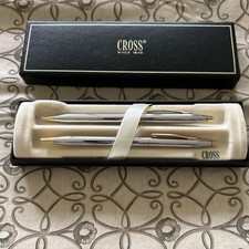 New Cross Century Medalist Ballpoint Pen Pencil Set Chrome 350105