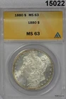 1880 MORGAN SILVER DOLLAR ANACS CERTIFIED MS63 ORIGINAL PLUS COIN! #15022