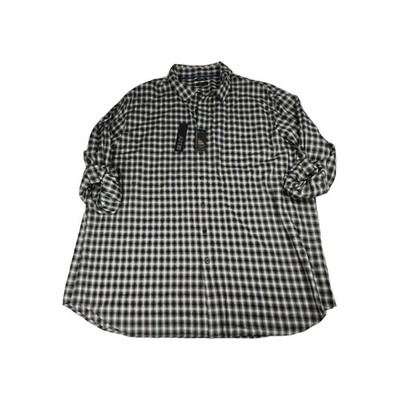 APT 9 Shirt Mens 2XL Black Gray Plaid Flannel Modern Fit Soft Touch Button Up