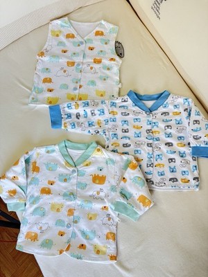 Baby Unisex Set Gr. 56-62 2x Shirt Langarm + Weste Baumwolle Jersey Tiermuster