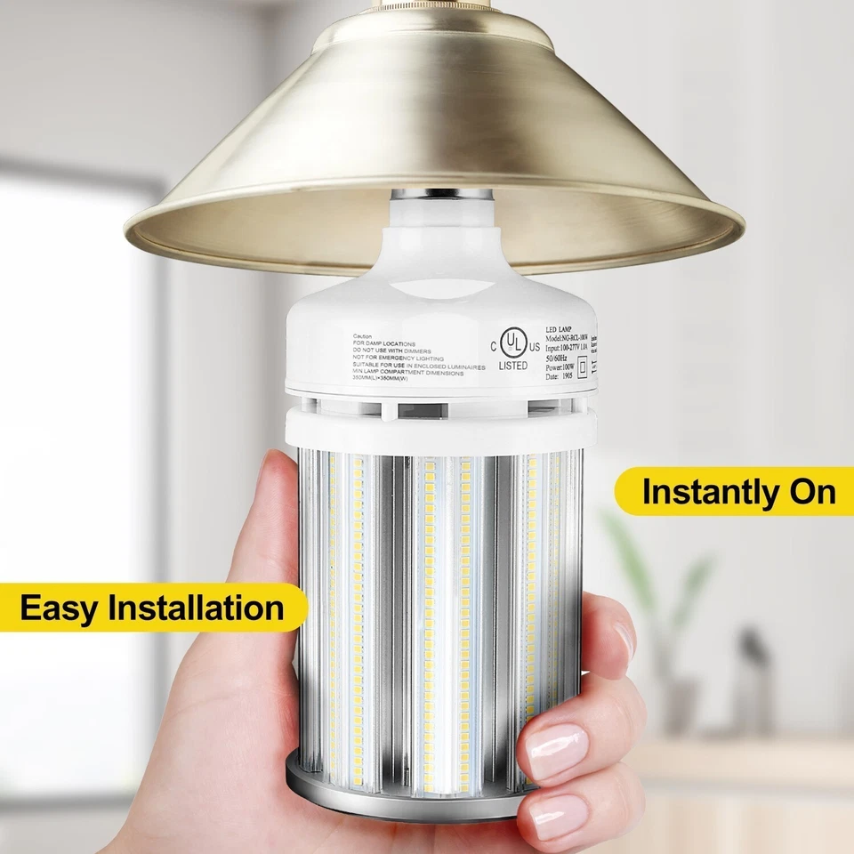 2Pack 100W Retrofit LED Corn Light High Bay Warehouse Bulb E39 Mogul 14700Lumen - Image 4 of 4