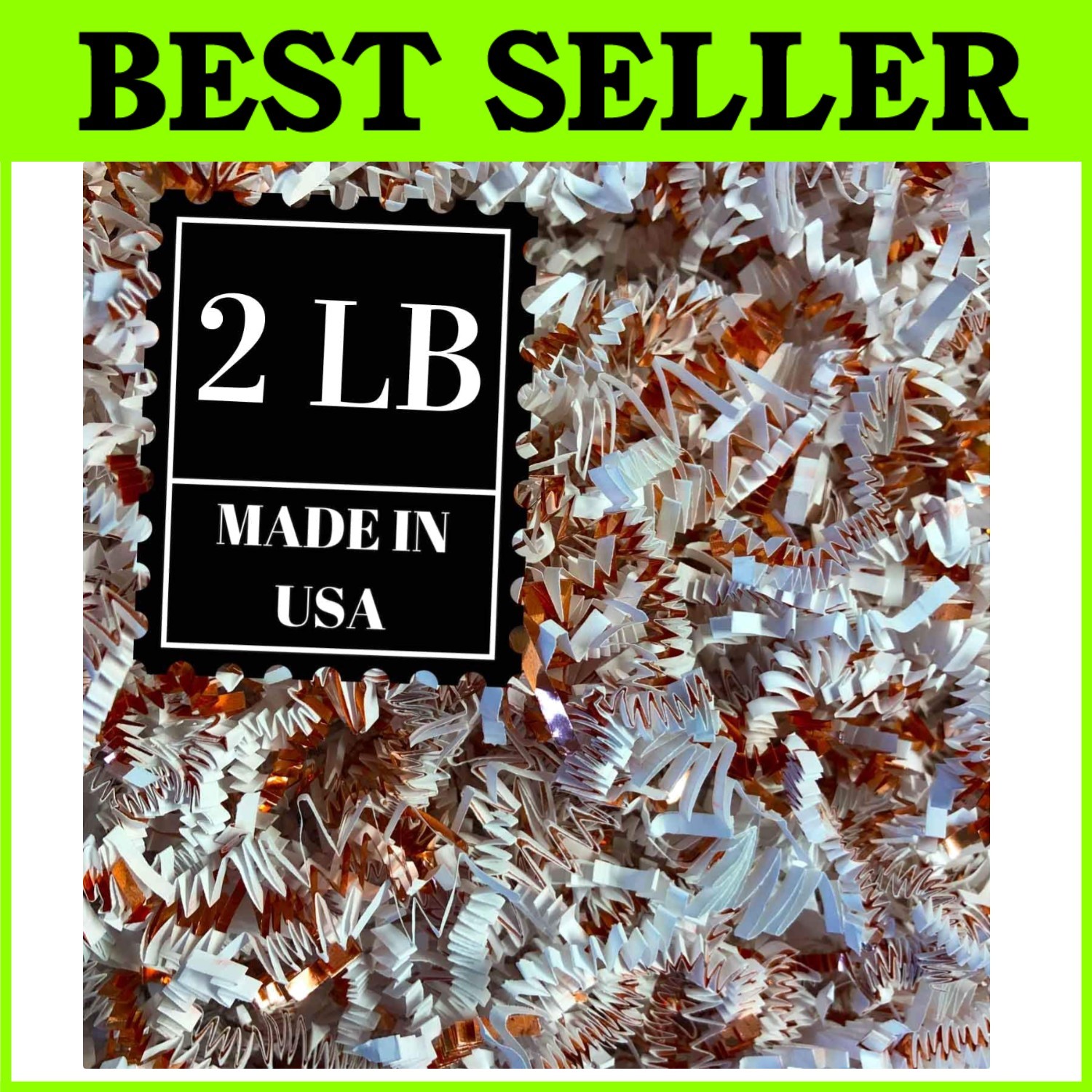 Shredded Paper Filler for Gift Baskets 2 LB White Gold-image