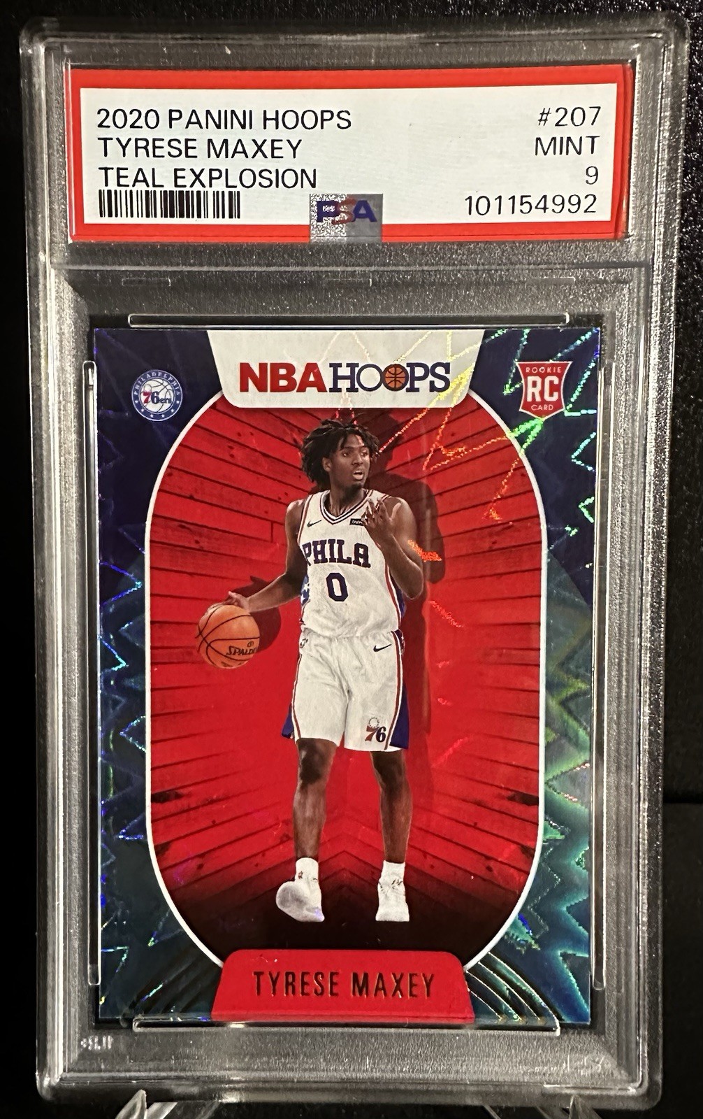 2020-21 Panini NBA Hoops Sixers Tyrese Maxey Teal Explosion 💥 Rookie PSA 9 📈🔥