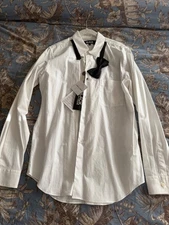 comme des garcons BLACK new white shirt w/ bow tie attachment mens size large