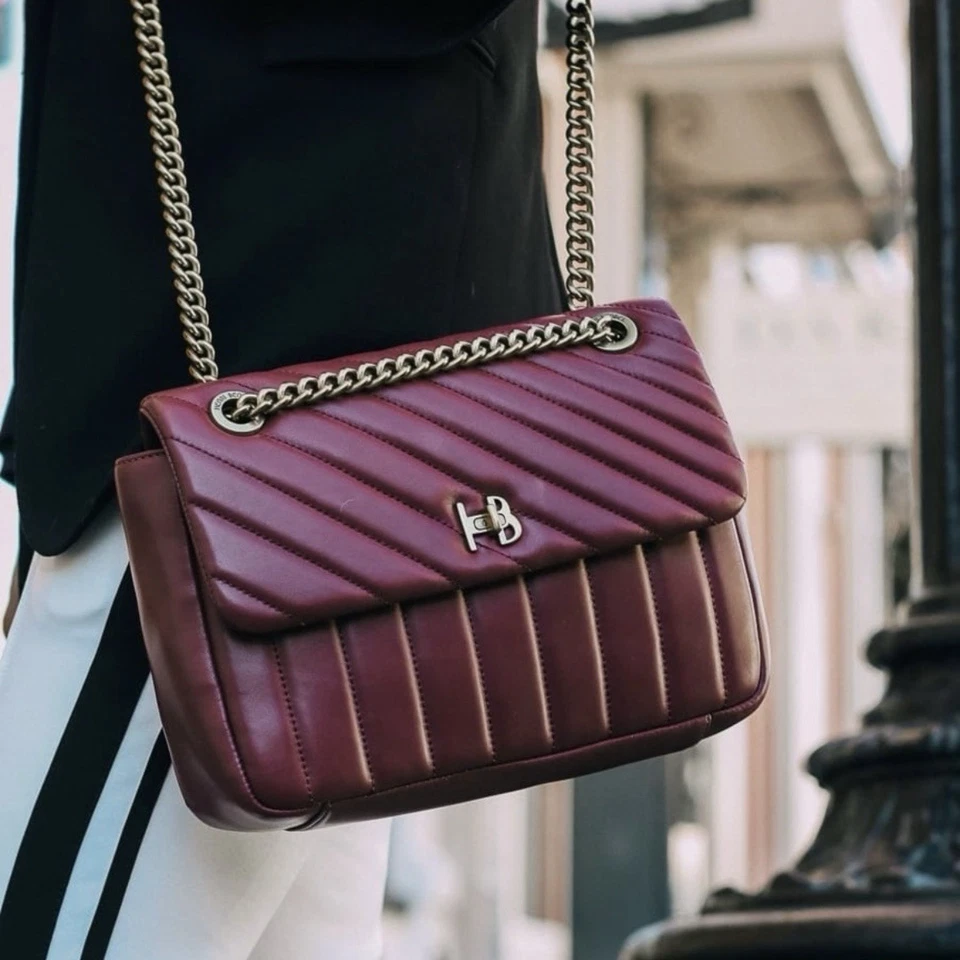 Henri BENDEL 712 Quilted Leather Lambskin Shoulder Bag Tote With Chain Purse - Image 2 of 4