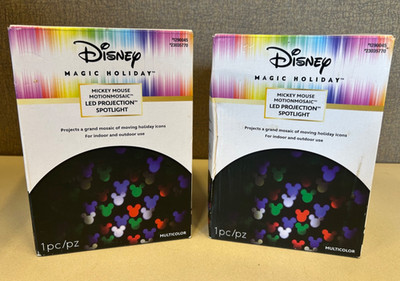 2 Disney Magic Holiday Mickey Mouse LED Projection Spotlight NEW/USED