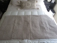 Pier One Velvet Channel Stitch Quilted Euro Pillow Shams Ecru Tan Neutral Pair