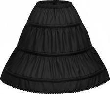 Abaowedding Girls' 3 Hoops Petticoat Full Slip Flower Girl Crinoline Skirt