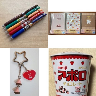meiji Apollo Chocolate Goods Sarasa Empty Can Ring Notebook Charm JAPAN USED