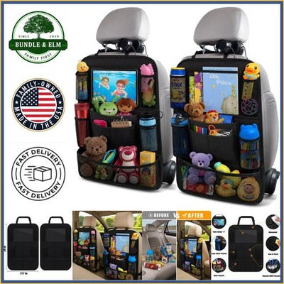 Automobile Backseat Organizer with Clear Tablet View and Multi Storage Pockets