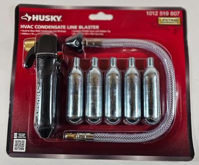 #ad Husky HVAC Condensate Line Blaster Kit CO2 Cartridge Hose Open Box $24.95