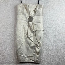 David Meister Womens Gold Metallic Embellished Ruffle Strapless Dress Size 6