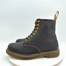 Dr. Martens Men Size 10 Brown Leather Yellow Stich 8 Hole Ankle Combat Boot