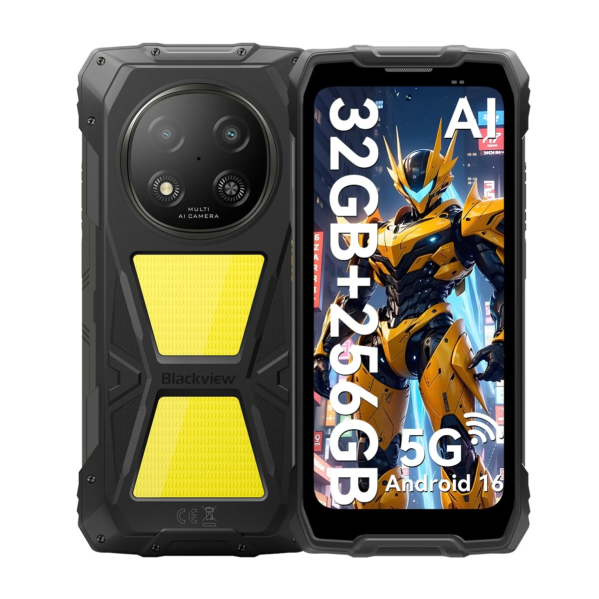 Blackview Sterke 1 AI onbreekbare mobiele telefoon, 12 GB 128 GB/2TB