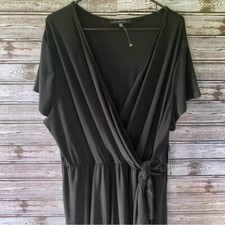 Tahari Women's Faux-Wrap Short-Sleeved Dress Size 3X Black Tie Detail NWT