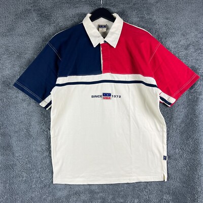 Vintage Ocean Pacific USA Rugby Polo Shirt Mens Large Colour Block 90s Surfwear