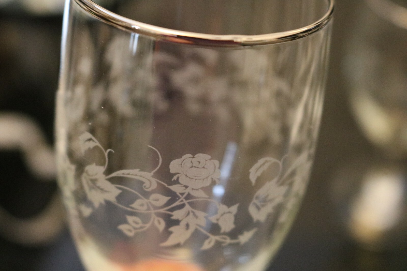 6 x 1970's Vintage Dema champagne/wine/water glasses silver rim etched