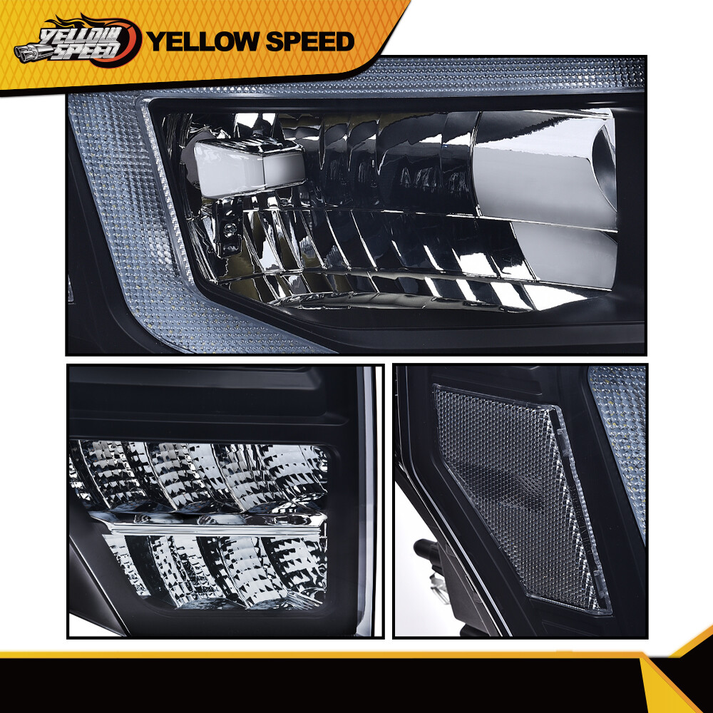 Fit For 20092014 Ford F150 Black/Smoke Projector Headlight LED Tube