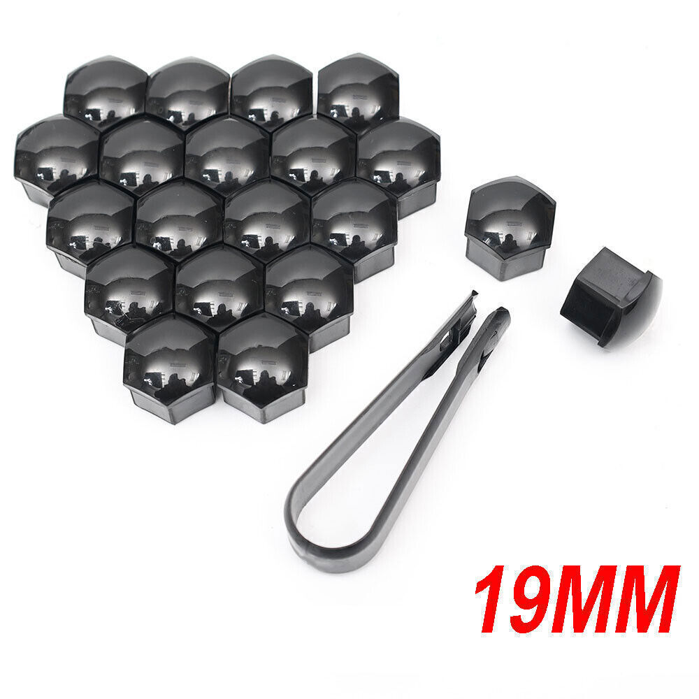 20pcs Black 19mm Car Wheel Lug Nut Cap Tyre Hub Screw Bolt Cover w/ Removal Tool
