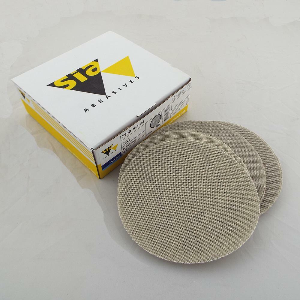 SIA Abrasives Sanding Discs 6"" 150mm P180 Grit Pack of 50 Orbital Hook Loop Mesh