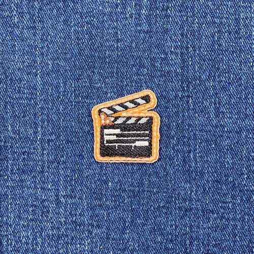Clapperboard Applique Patch Mini Embroidered Movie Director Clapper Badge 1-1/8" - Picture 1 of 2