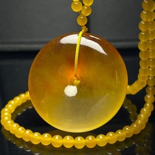 Certified Natural Yellow jade Jadeite Bread safety Buckle Pendant&Necklaces 平安扣